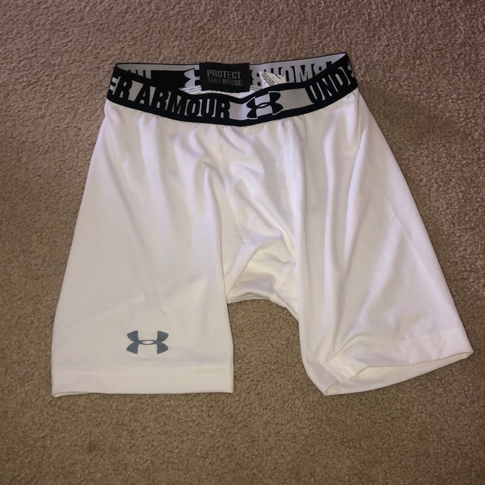 White and black Under Armour spandex